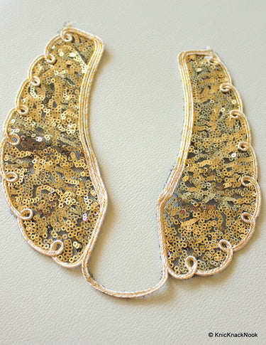 Black Mesh Gold Sequins Neck Collar Trim